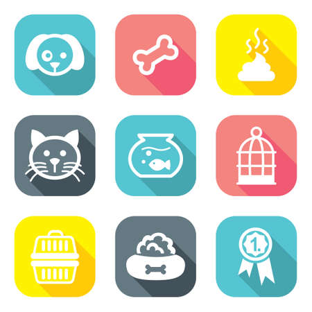 Flat Design Pet Iconsのイラスト素材