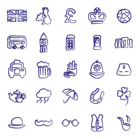 United Kingdom Icons Freehandのイラスト素材