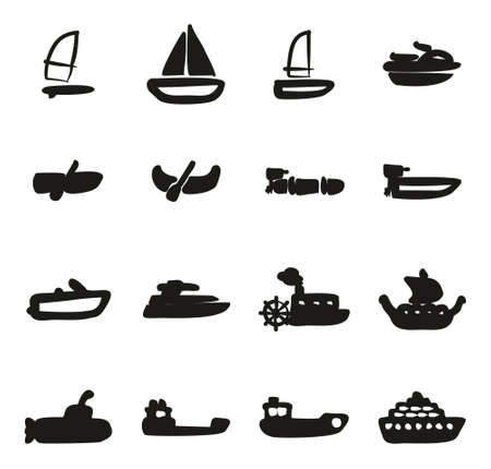 Water Transport Icons Freehand Fillのイラスト素材