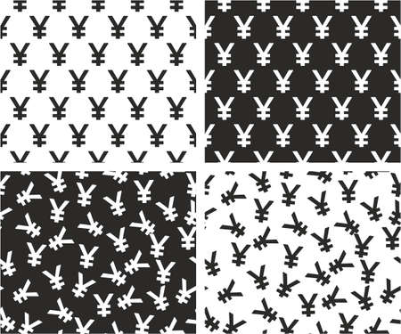 Yen Currency Sign Aligned & Random Seamless Pattern Setのイラスト素材