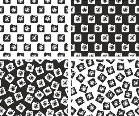 Retro Camera Aligned & Random Seamless Pattern Setのイラスト素材