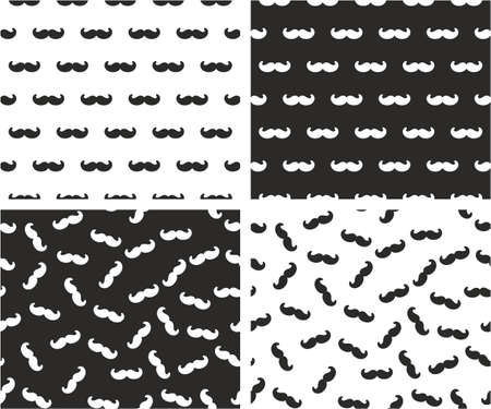 Moustache Aligned & Random Seamless Pattern Setのイラスト素材