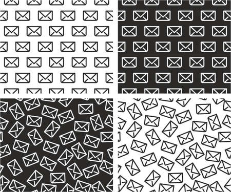 Mail Letter Aligned & Random Seamless Pattern Setのイラスト素材
