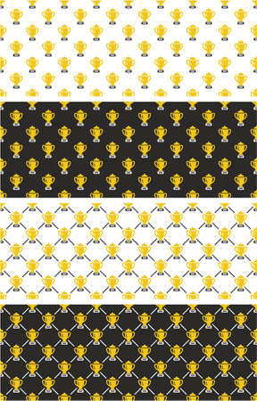 Trophy Or Cup Seamless Pattern Gold Color Setのイラスト素材
