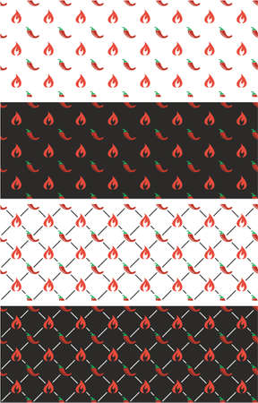 Hot Chili Pepper Seamless Pattern Color Setのイラスト素材