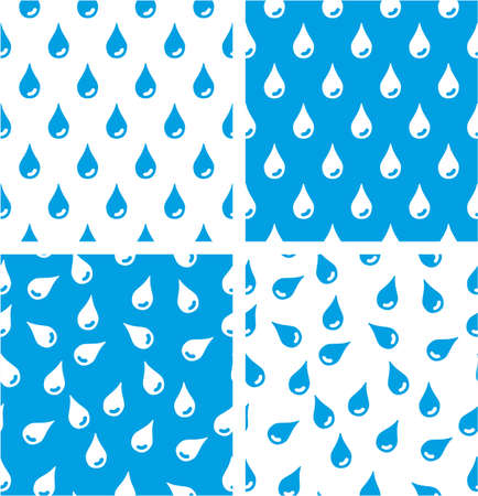 Water Drops Aligned & Random Seamless Pattern Blue Color Setのイラスト素材