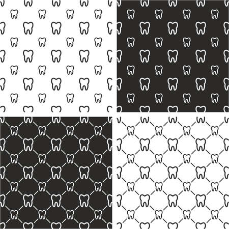 Tooth Big & Small Seamless Pattern Setのイラスト素材