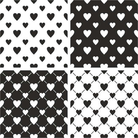 Heart Shape Big & Small Seamless Pattern Setのイラスト素材