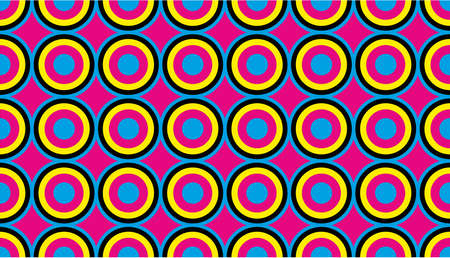 CMYK Colors Circle Retro Seamless Vector Pattern or Seamless Vector Backgroundのイラスト素材