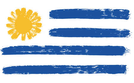 Uruguay Flag Vector Hand Painted with Rounded Brushのイラスト素材