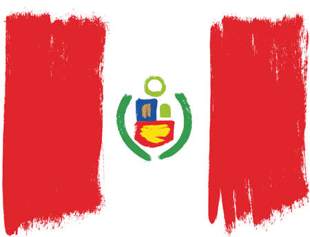 Peru Flag Vector Hand Painted with Rounded Brushのイラスト素材