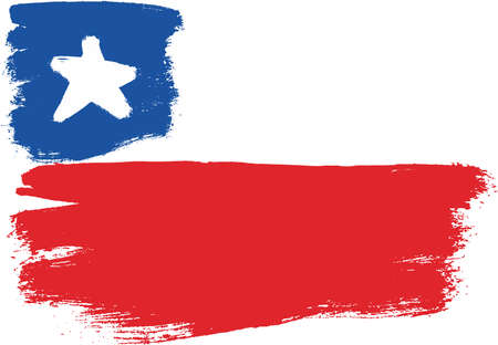 Chile Flag Vector Hand Painted with Rounded Brushのイラスト素材