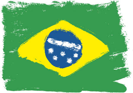 Brazil Flag Vector Hand Painted with Rounded Brushのイラスト素材