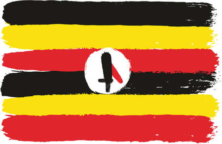 Uganda Flag Vector Hand Painted with Rounded Brushのイラスト素材