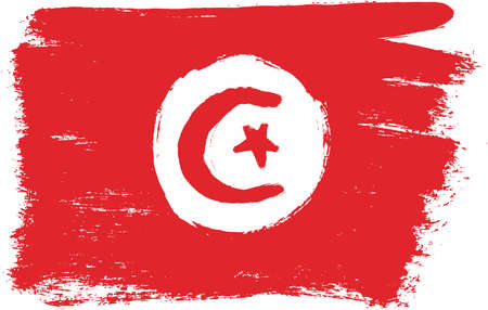 Tunisia Flag Vector Hand Painted with Rounded Brushのイラスト素材