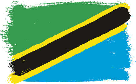 Tanzania Flag Vector Hand Painted with Rounded Brushのイラスト素材