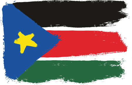 South Sudan Flag Vector Hand Painted with Rounded Brushのイラスト素材