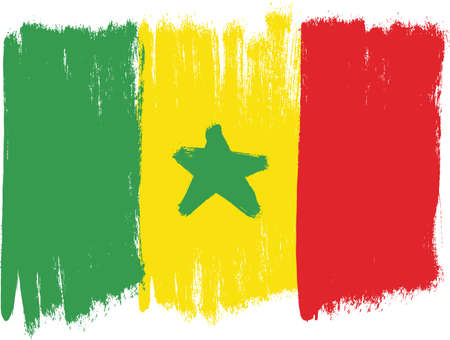 Senegal Flag Vector Hand Painted with Rounded Brushのイラスト素材