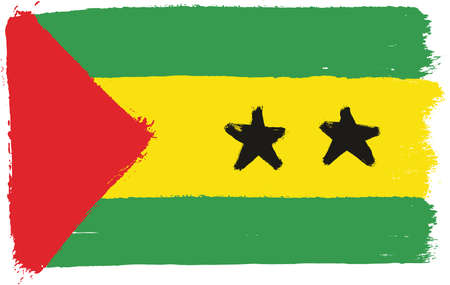 Sao Tome and Principe Flag Vector Hand Painted with Rounded Brush.のイラスト素材