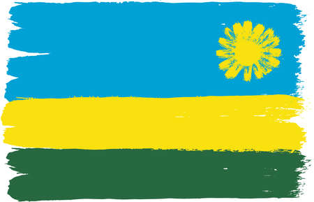 Rwanda Flag Vector Hand Painted with Rounded Brush.のイラスト素材