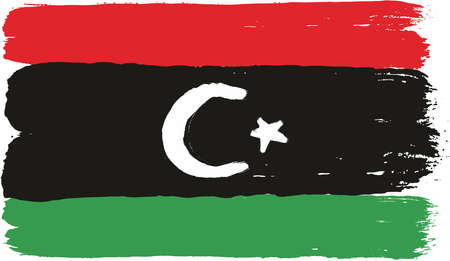 Libya Flag Vector Hand Painted with Rounded Brushのイラスト素材