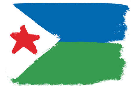 Djibouti Flag Vector Hand Painted with Rounded Brushのイラスト素材