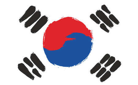 South Korea Flag Vector Hand Painted with Rounded Brushのイラスト素材