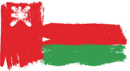 Oman Flag Vector Hand Painted with Rounded Brushのイラスト素材
