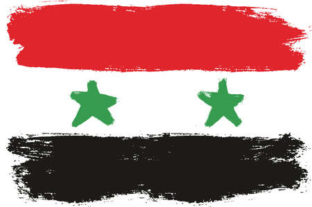 Syria Flag Vector Hand Painted with Rounded Brushのイラスト素材