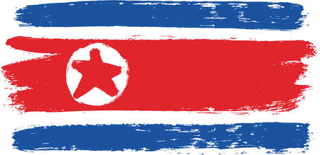 North Korea Flag Vector Hand Painted with Rounded Brushのイラスト素材