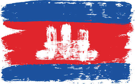 Cambodia Flag Vector Hand Painted with Rounded Brushのイラスト素材