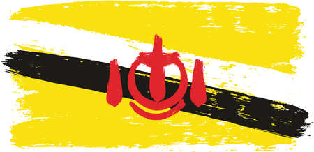 Brunei Flag Vector Hand Painted with Rounded Brushのイラスト素材