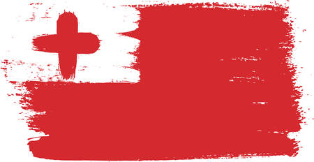 Tonga Flag Vector Hand Painted with Rounded Brushのイラスト素材