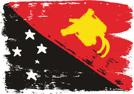 Papua New Guinea Flag Vector Hand Painted with Rounded Brushのイラスト素材