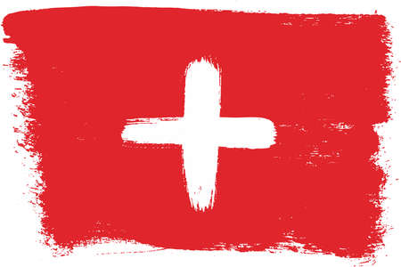 Switzerland Flag Vector Hand Painted with Rounded Brushのイラスト素材