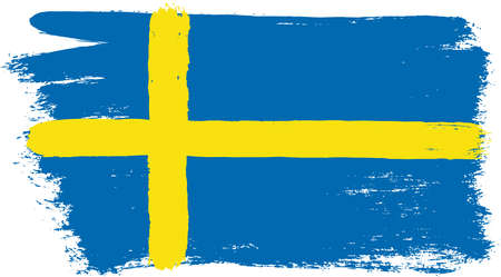 Sweden Flag Vector Hand Painted with Rounded Brushのイラスト素材