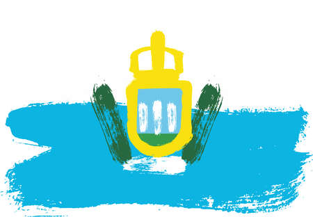 San Marino Flag Vector Hand Painted with Rounded Brushのイラスト素材