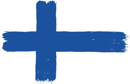 Finland Flag Vector Hand Painted with Rounded Brushのイラスト素材