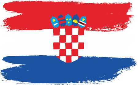 Croatia Flag Vector Hand Painted with Rounded Brushのイラスト素材