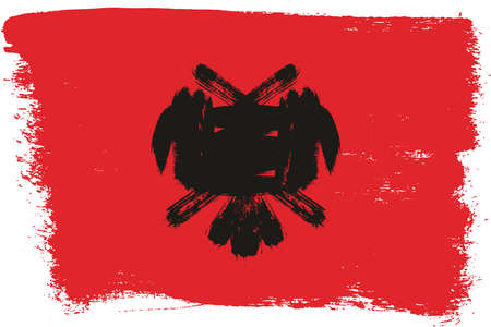 Albania Flag Vector Hand Painted with Rounded Brushのイラスト素材