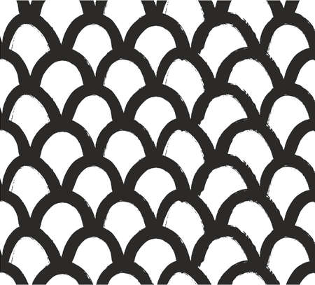 Fish or Snake Scales Seamless Abstract Vector Pattern or Seamless Abstract Vector Background Hand Painted with Rounded Brushのイラスト素材