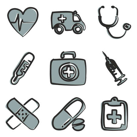 Ambulance Icons Freehand 2 Colorのイラスト素材
