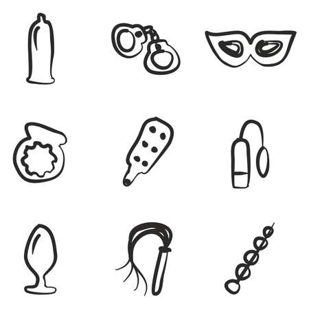 Adult Sex Toys Icons Freehandのイラスト素材