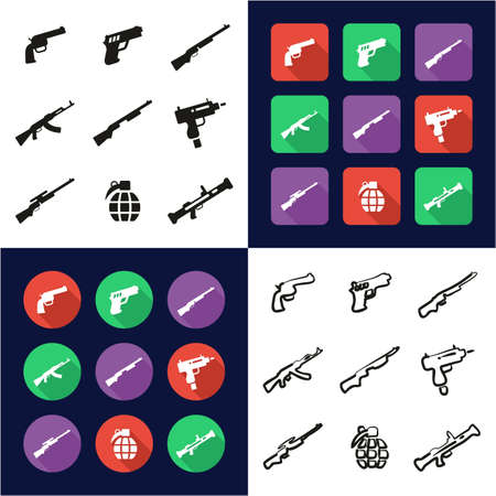 Weapons Icons Flat Design Freehand Setのイラスト素材