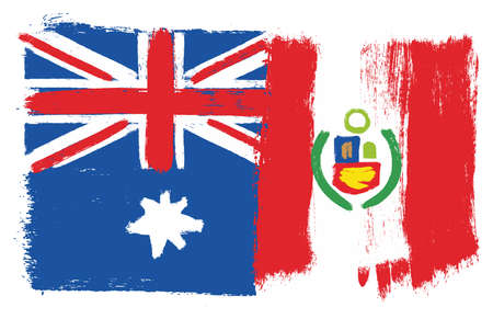 Australia Flag & Peru Flag Vector Hand Painted with Rounded Brushのイラスト素材