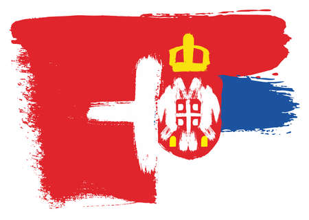 Switzerland Flag & Serbia Flag Vector Hand Painted with Rounded Brushのイラスト素材