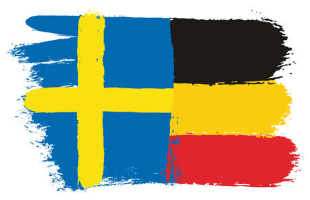 Sweden Flag & Germany Flag Vector Hand Painted with Rounded Brushのイラスト素材