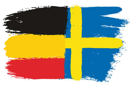 Germany Flag & Sweden Flag Vector Hand Painted with Rounded Brushのイラスト素材
