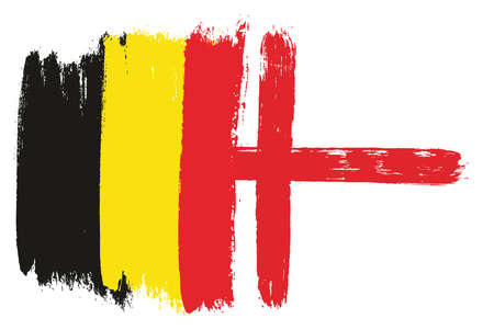 Belgium Flag & England Flag Vector Hand Painted with Rounded Brushのイラスト素材