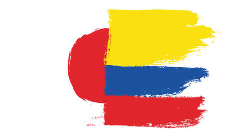 Japan Flag & Columbia Flag Vector Hand Painted with Rounded Brushのイラスト素材